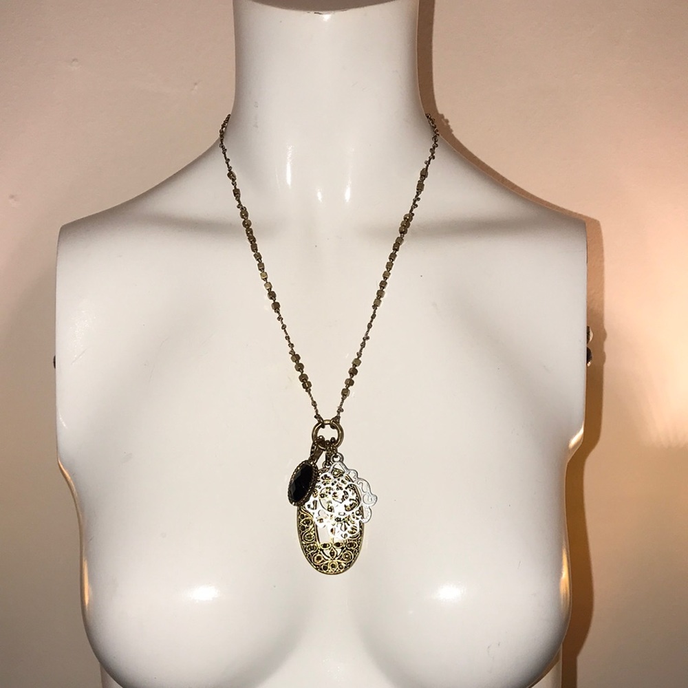 Lucky Brand necklace and bracelet gold silver blk